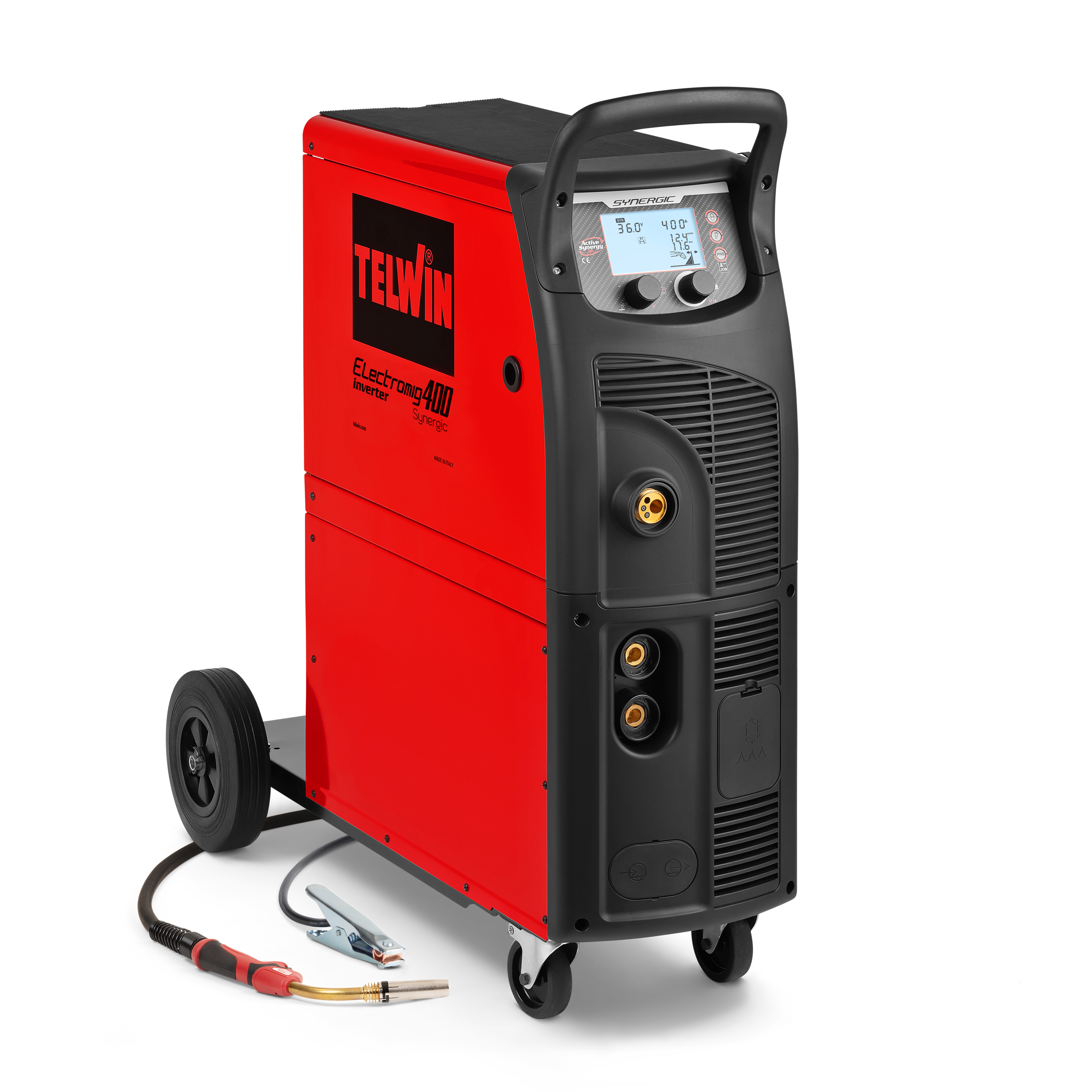 Ttake. SYNERGIC DOUBLE PULSE 400, saldatrice inverter sinergica doppio  pulsata TIG, MMA, MIG-MAG, con accessori